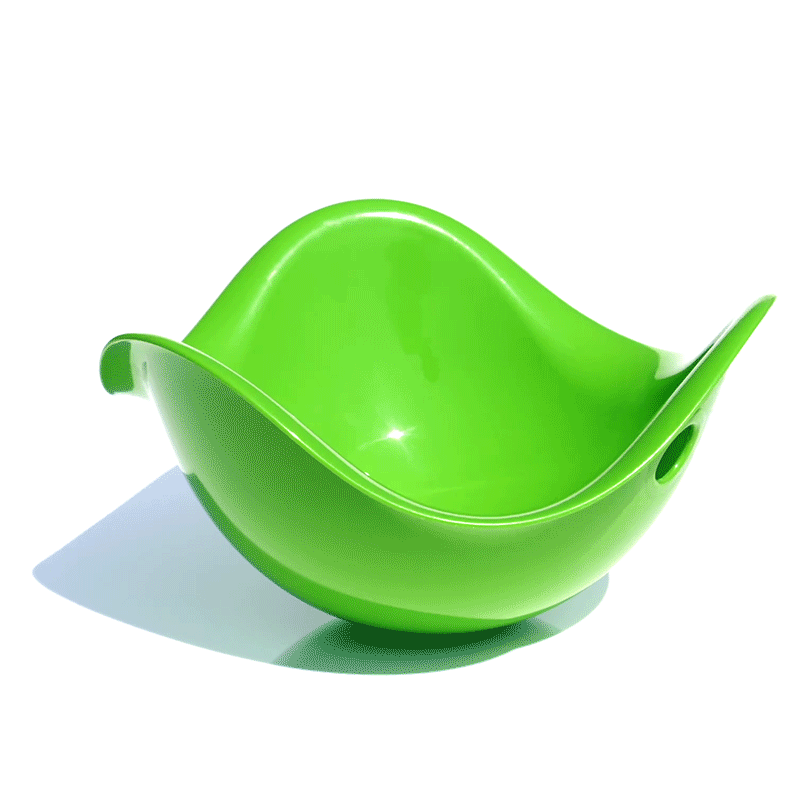 Spinning green Bilibo movement toy by MOLUK
