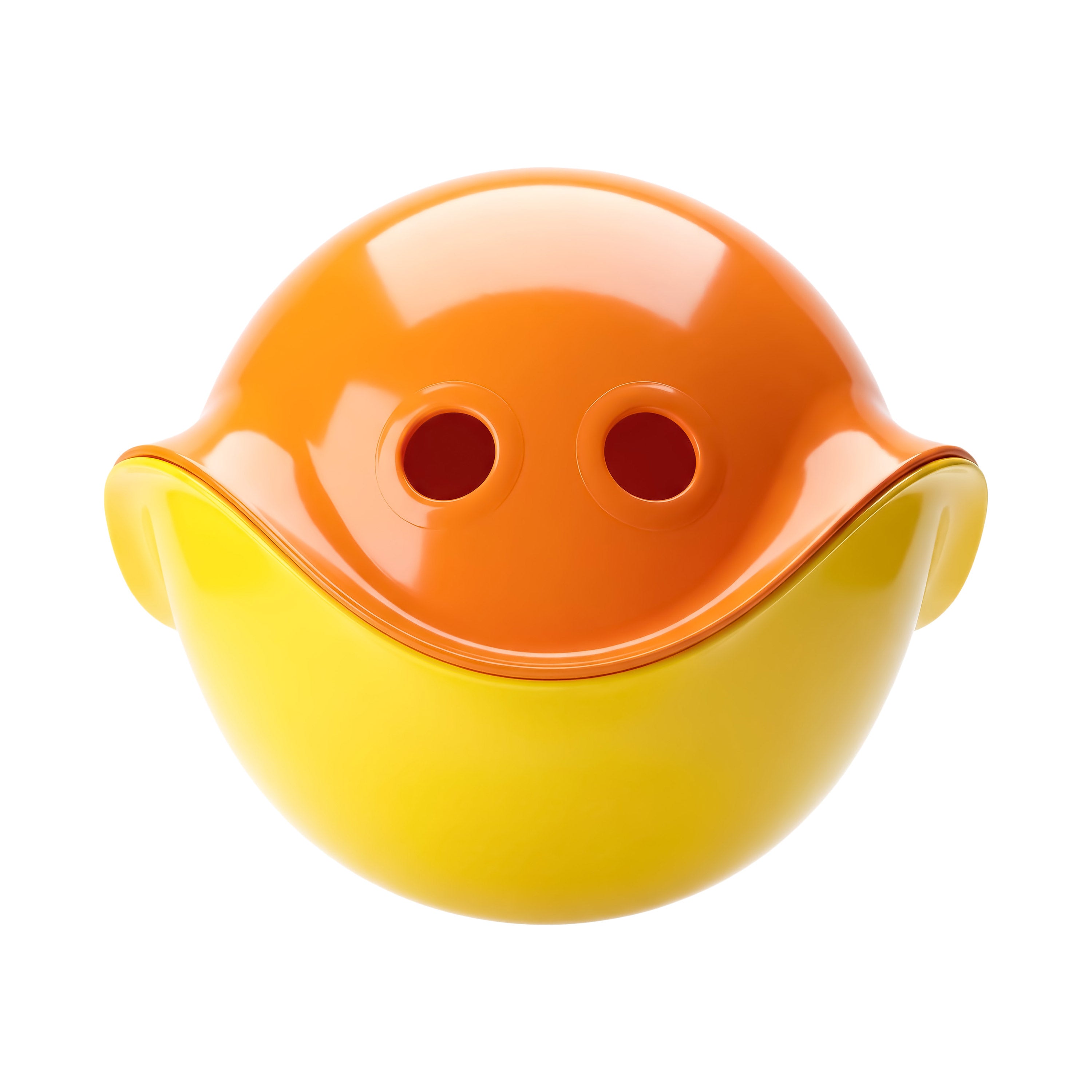 Orange and yellow Bilibo Midi shells joined to create a playful smiling expression
