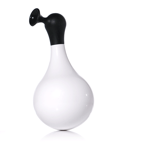 Black and white Boi wobble toy by MOLUK rocking back and forth.