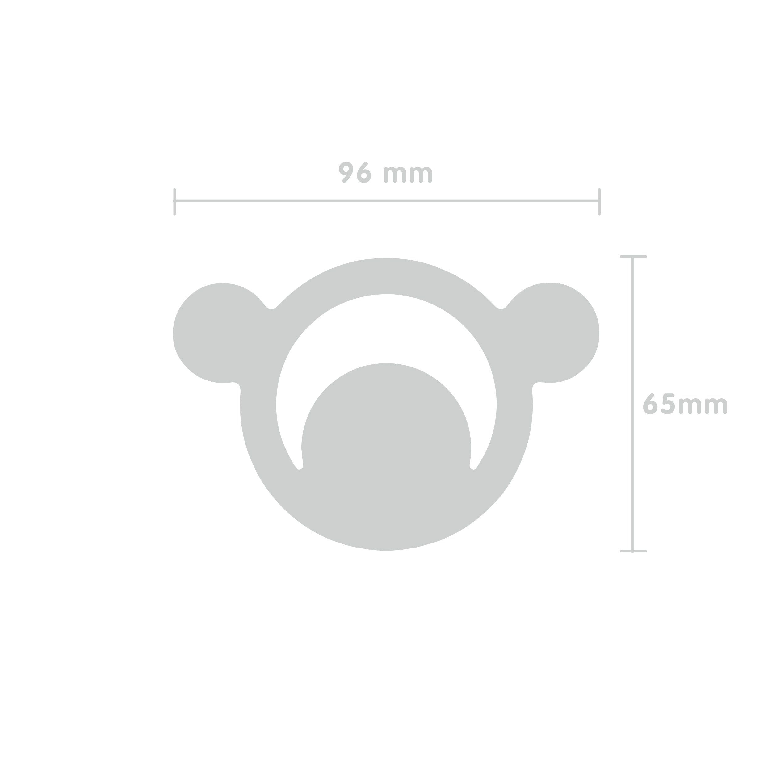 simple graphic showing the dimensions of the Nogi teether by MOLUK