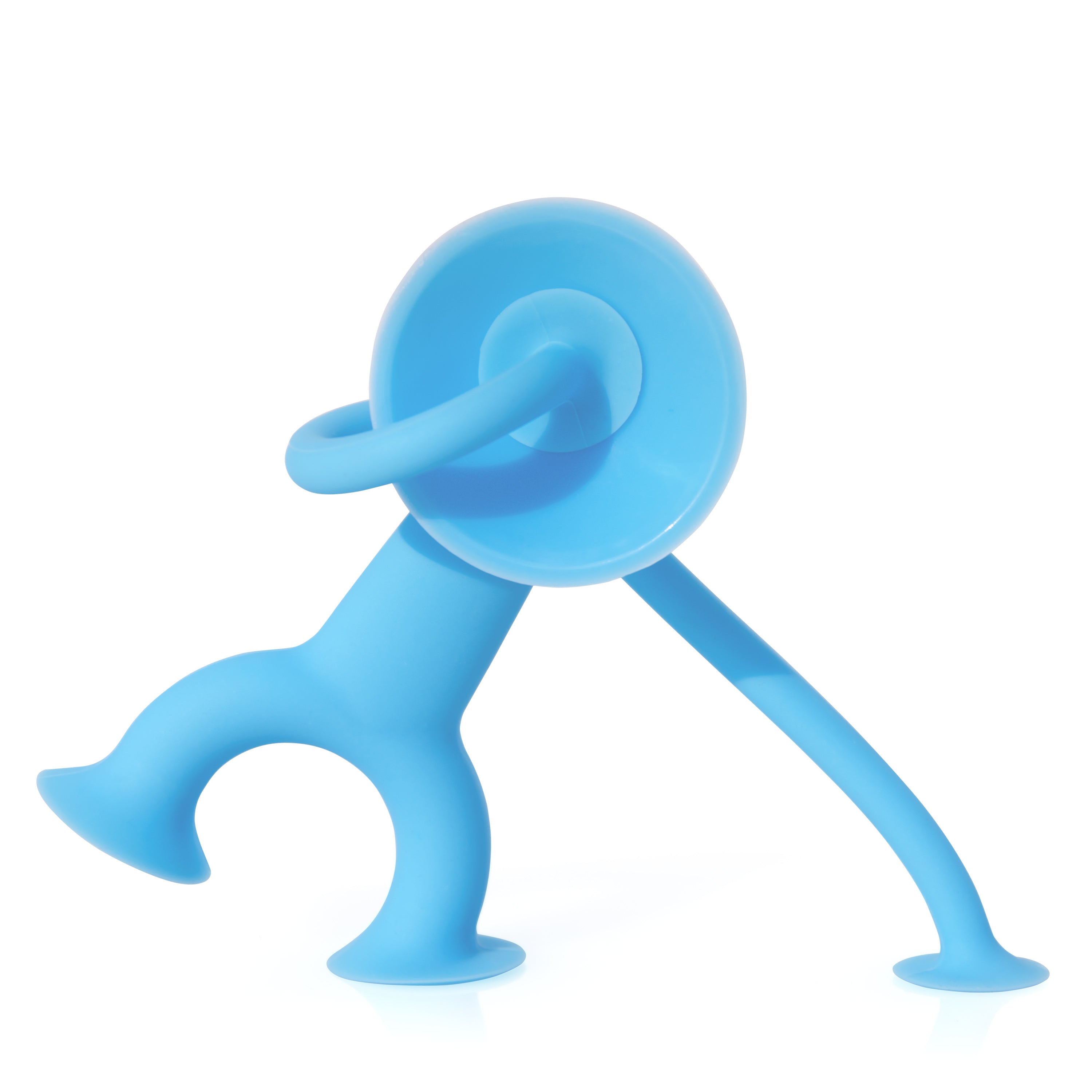 Blue Oogi Junior by MOLUK, a pocket-sized silicone figure with suction cup head, hands, and feet for expressive play.