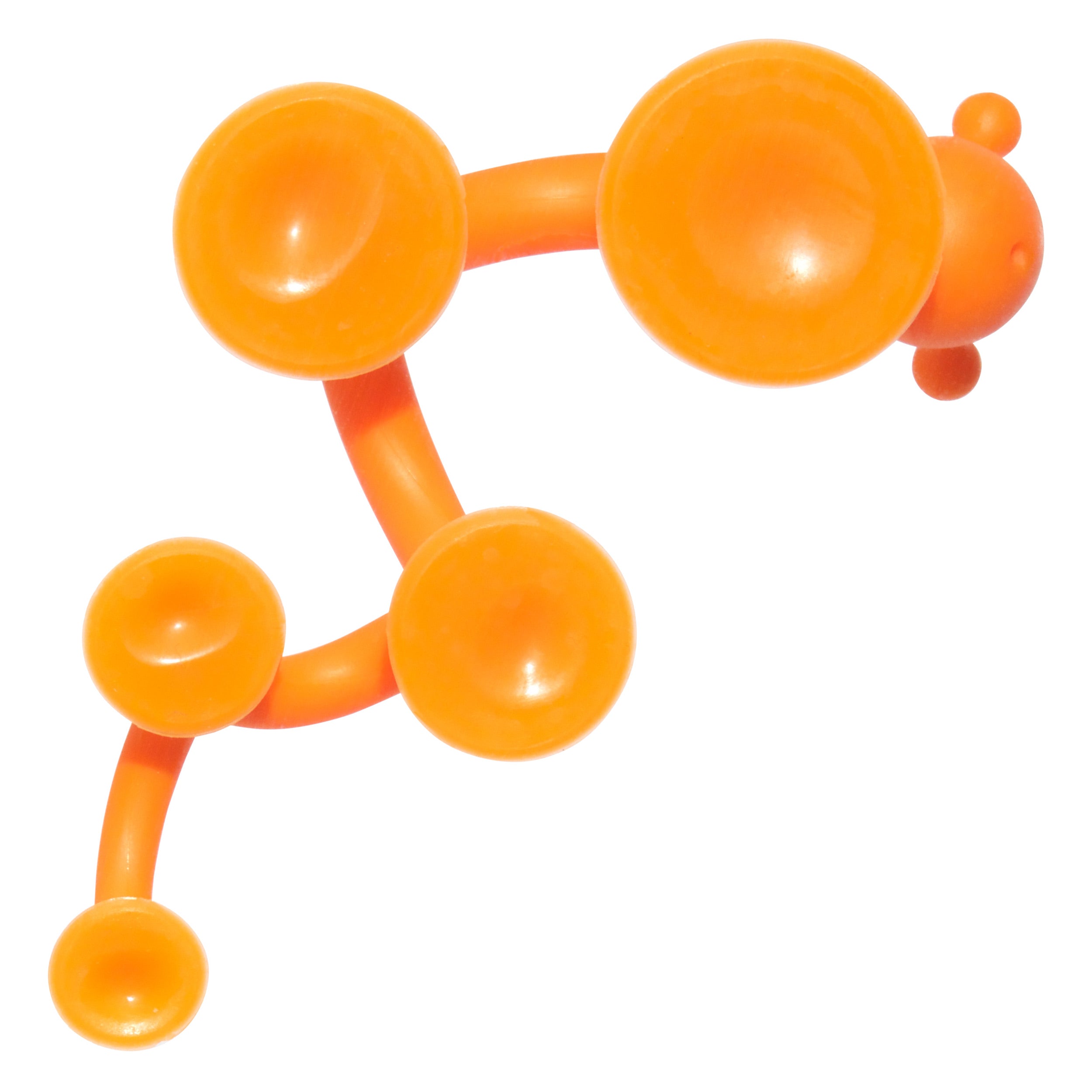 Oogi Pilla by MOLUK, an orange silicone suction cup creature toy with a flexible body and multiple suction pads.
