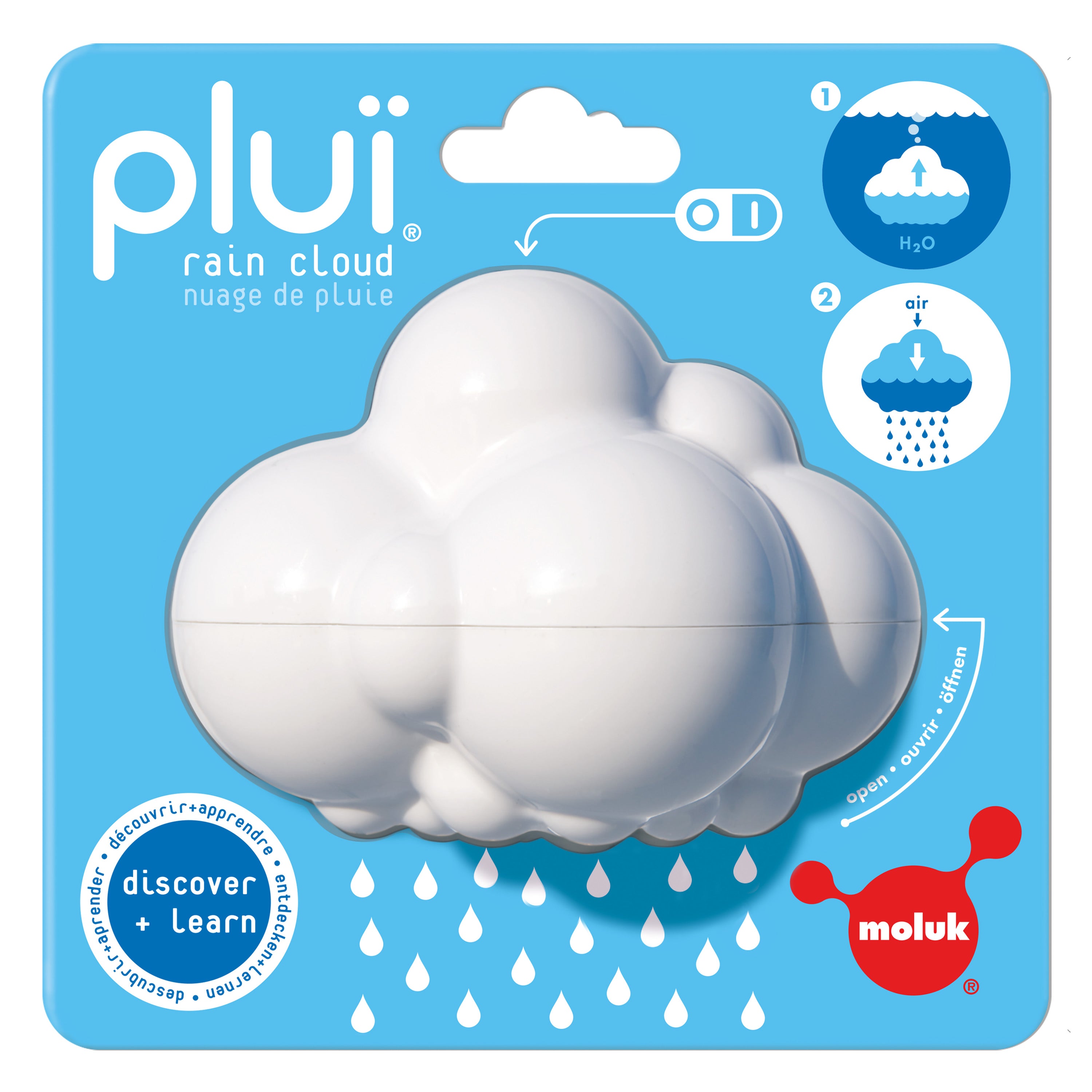 Pluï Rain Cloud bath toy by MOLUK in its packaging