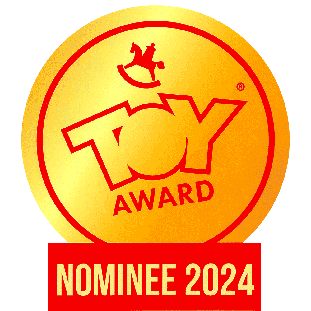 Spielwarenmesse’s Toy Award Nominee 2024 logo, won by MOLUK’s Ulu and Tulu