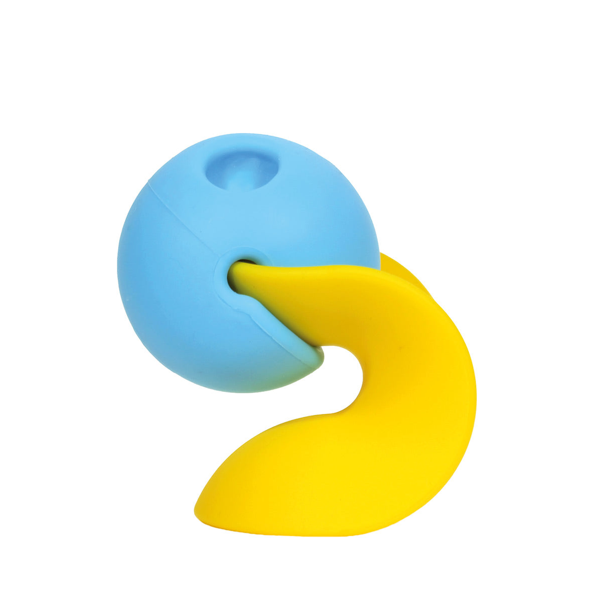 A blue Mox ball and yellow Ulu toy by MOLUK combined.