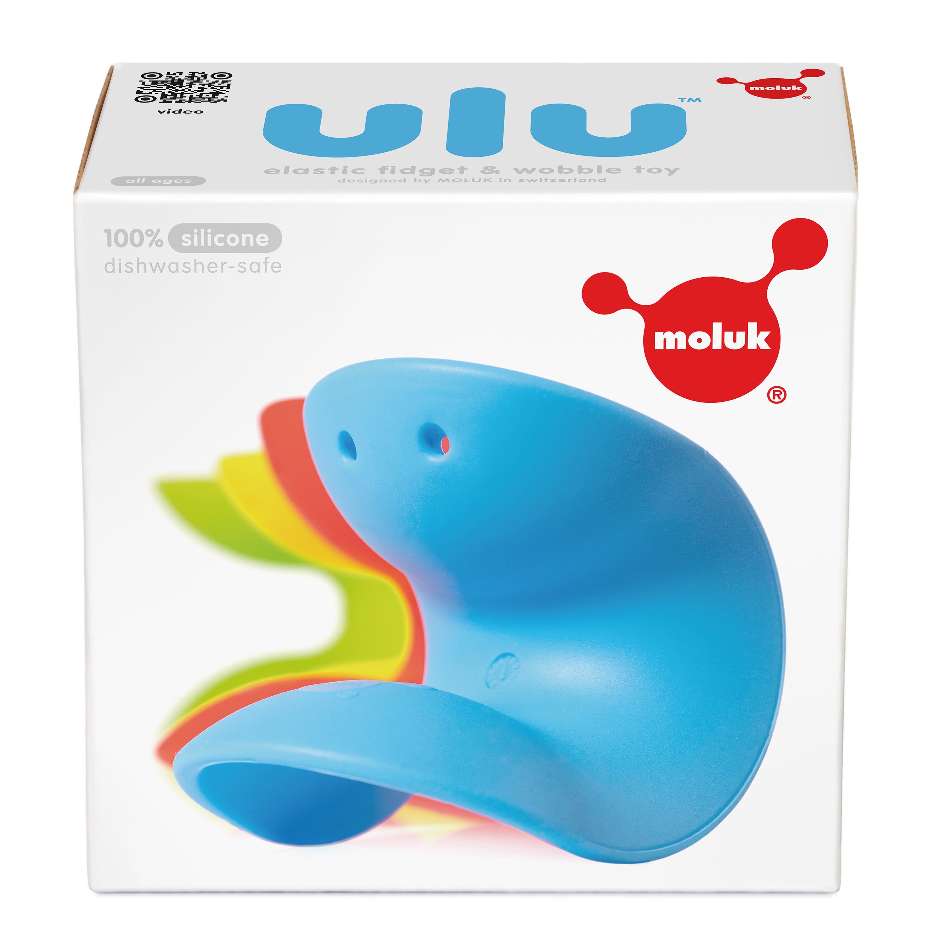 Ulu elastic fidget and wobble toy by MOLUK in gift box.