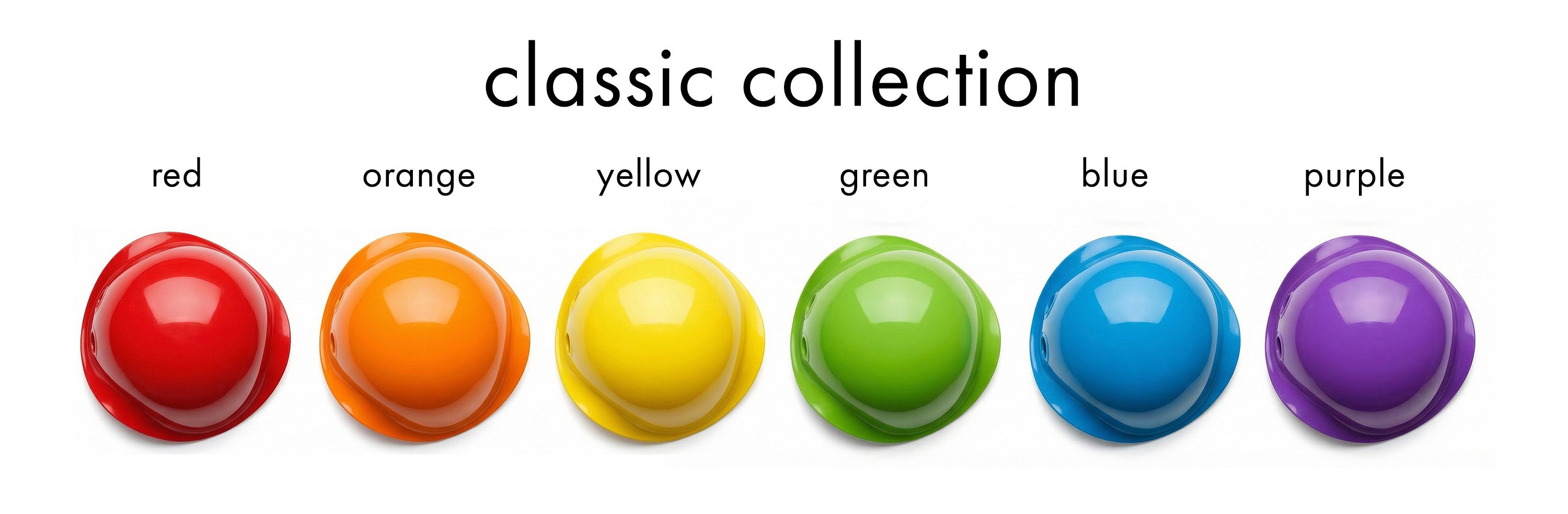 Bilibo Midi classic collection in red, orange, yellow, green, blue, and purple