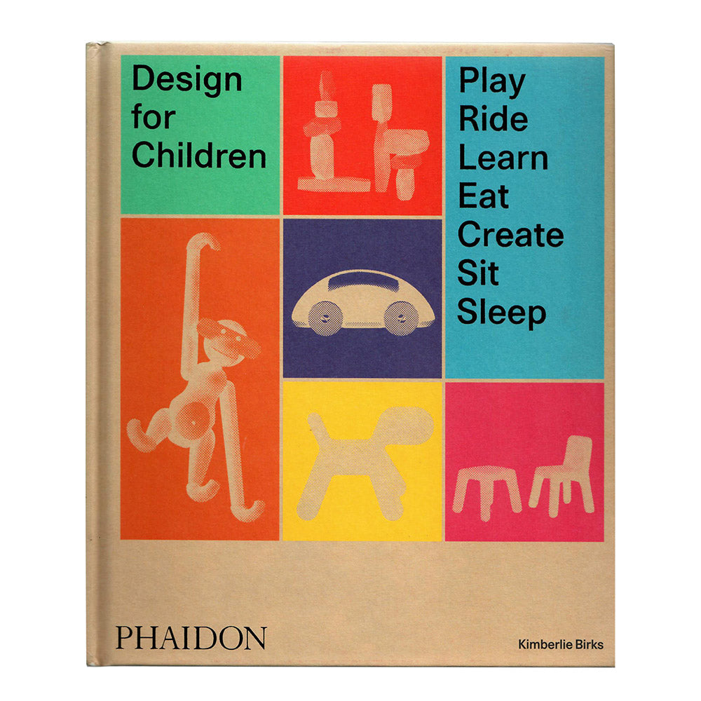 Book cover of "Design for Children" by Kimberlie Birk, published by Phaidon, featuring MOLUK's Pluï Rain Cloud bath toy.