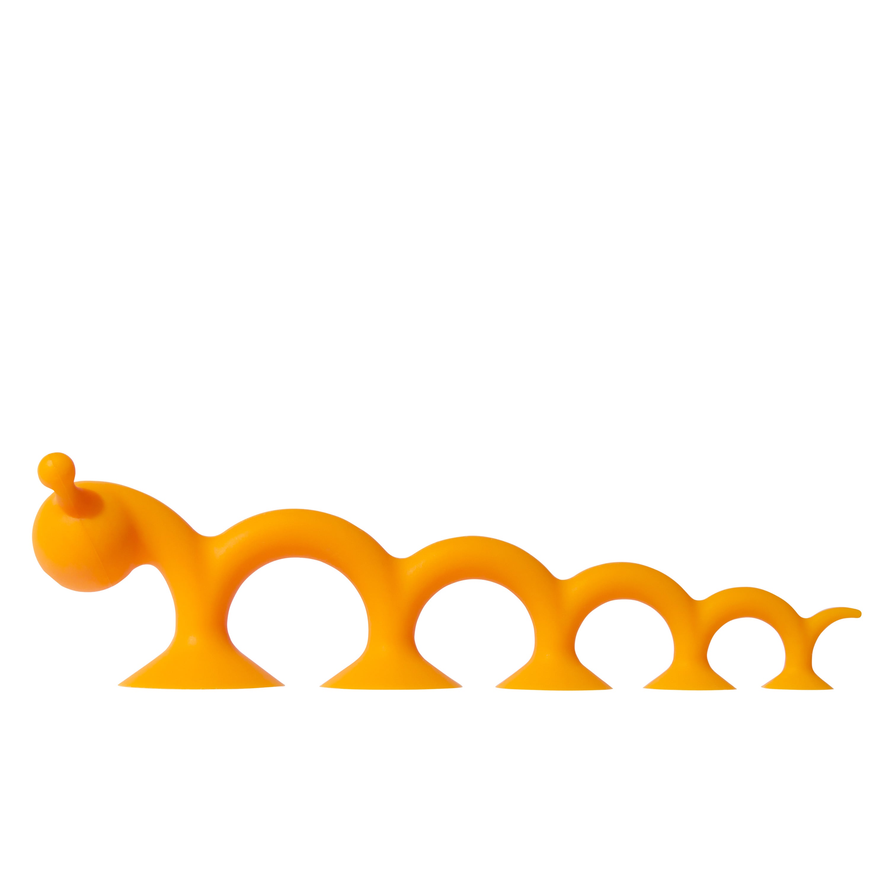 Oogi Pilla by MOLUK, an orange silicone suction cup creature toy for sensory play.