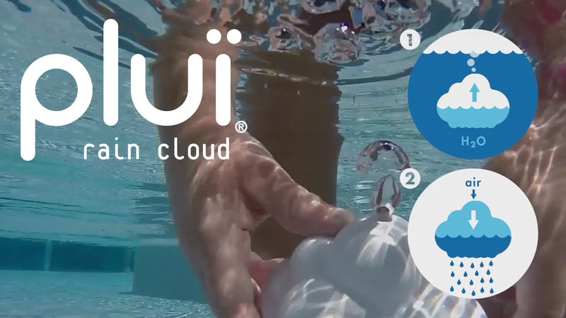 Video showing the Pluï Rain Cloud by MOLUK being filled with water and used in the bath, demonstrating how covering and uncovering the hole controls the rain effect, turning water play into a simple science experiment.