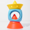 MOLUK’s Hix silicone cones combined with Mox balls and Oibo cubes in construction play, stacked into imaginative structures.