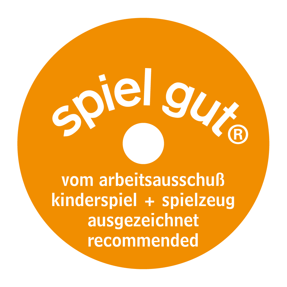 spiel gut® award seal, earned by 17 different MOLUK toys