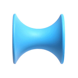 Blue Tulu open-ended building and sensory toy by MOLUK, rotating around its axis.