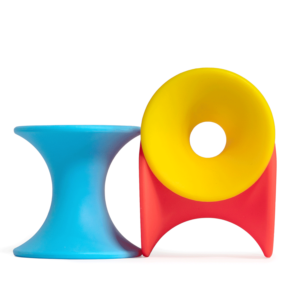 Images of Ulu and Tulu, new open-ended silicone play shapes introduced by MOLUK in 2023.